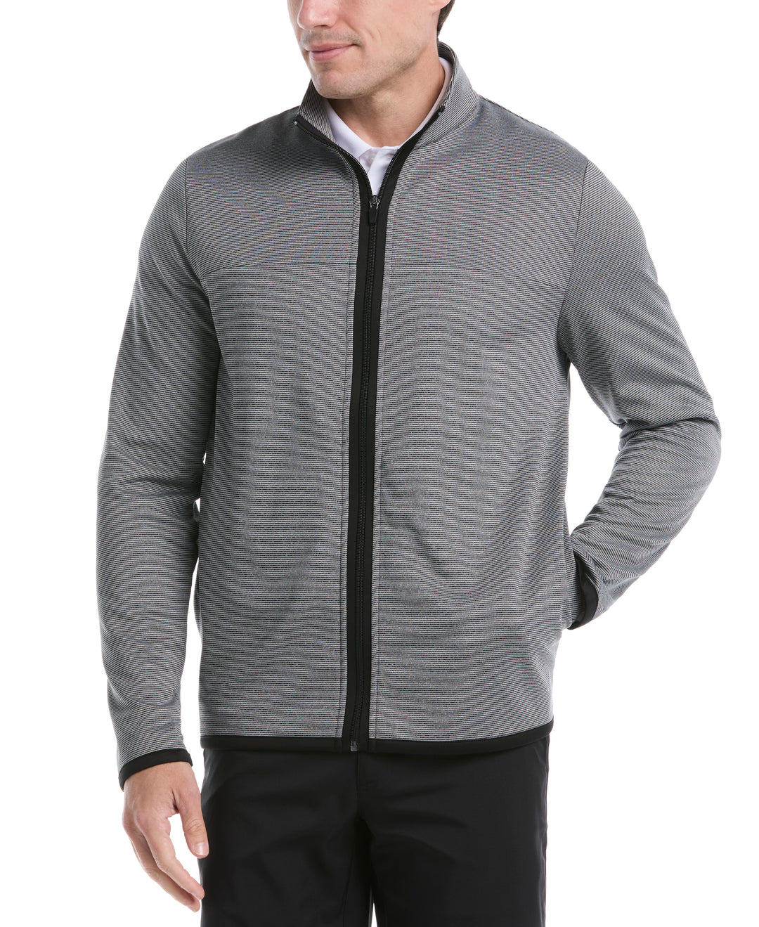 Horizontal Heather Fleece Full Zip (Caviar Heather) 