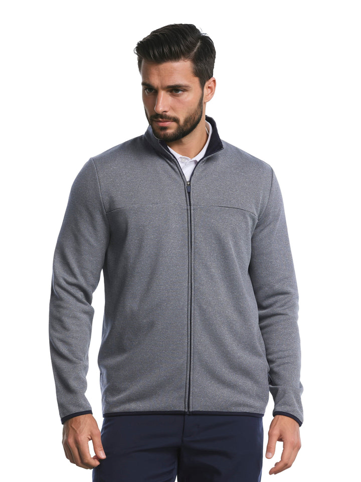Men's Horizontal Heather Fleece Full Zip