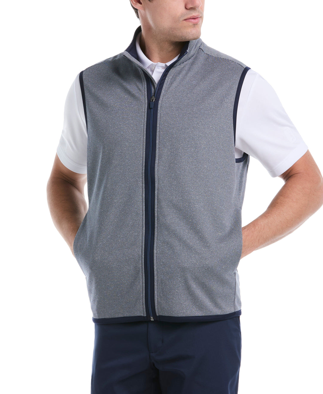 Horizontal Heather Fleece Golf Vest (Peacoat Heather) 