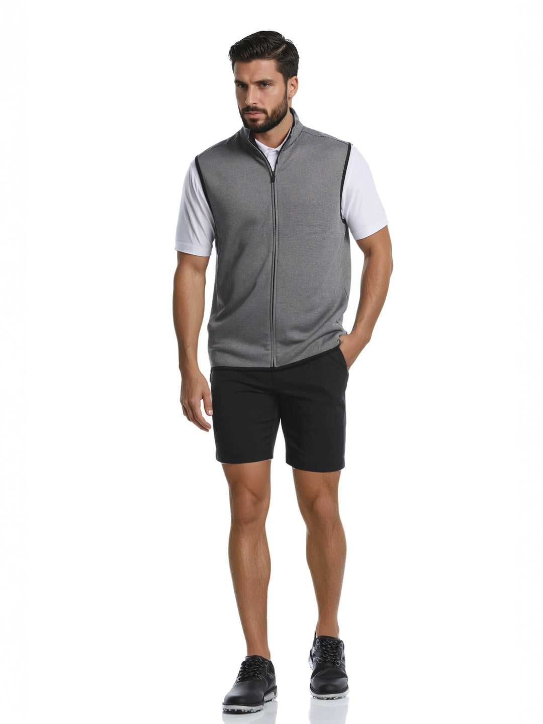 Men's Horizontal Heather Fleece Golf Vest