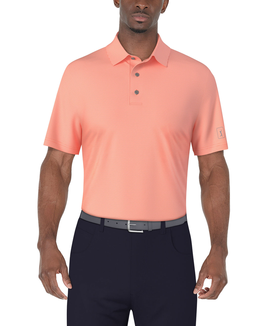 SS Horizontal Print Polo (Living Coral) 