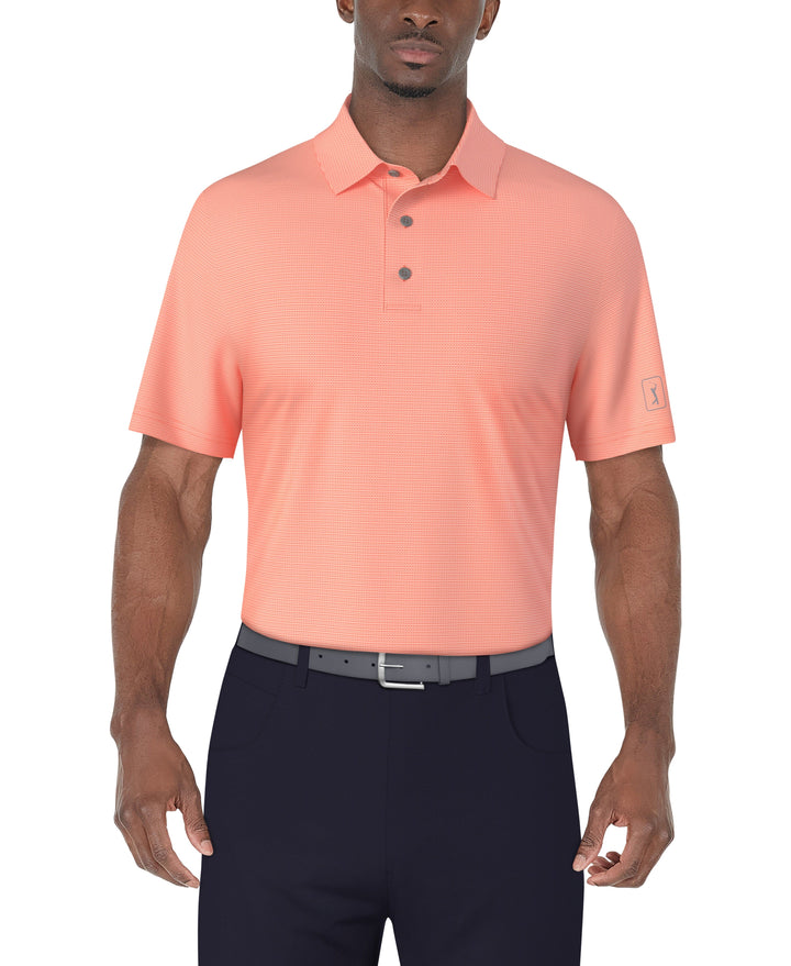 SS Horizontal Print Polo (Living Coral) 