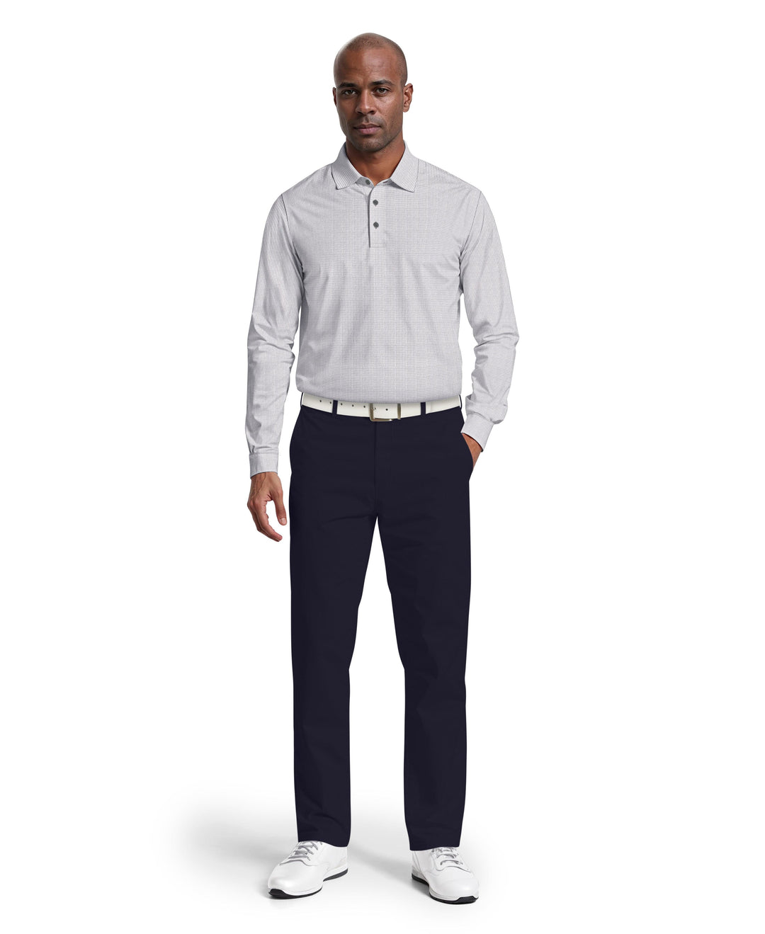 Houndstooth Golf Polo (Bright White) 