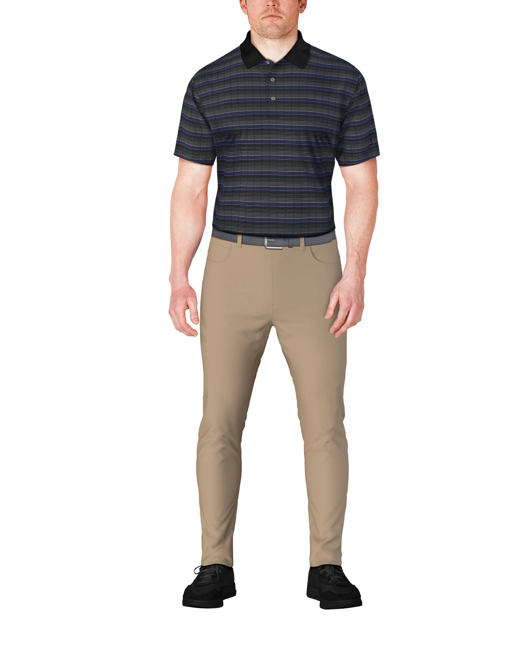 SS Jacquard With Solid Rib Collar (Caviar) 