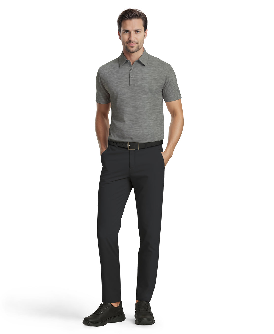 golf shirt with dress pants PGA TOUR Men's Airflux Jaspe Cotton Polo Shirt, Large Fabric: Tide & Tile built to withstand regular Lucci Lu 1432 Beaded Color:BLACKBERRY