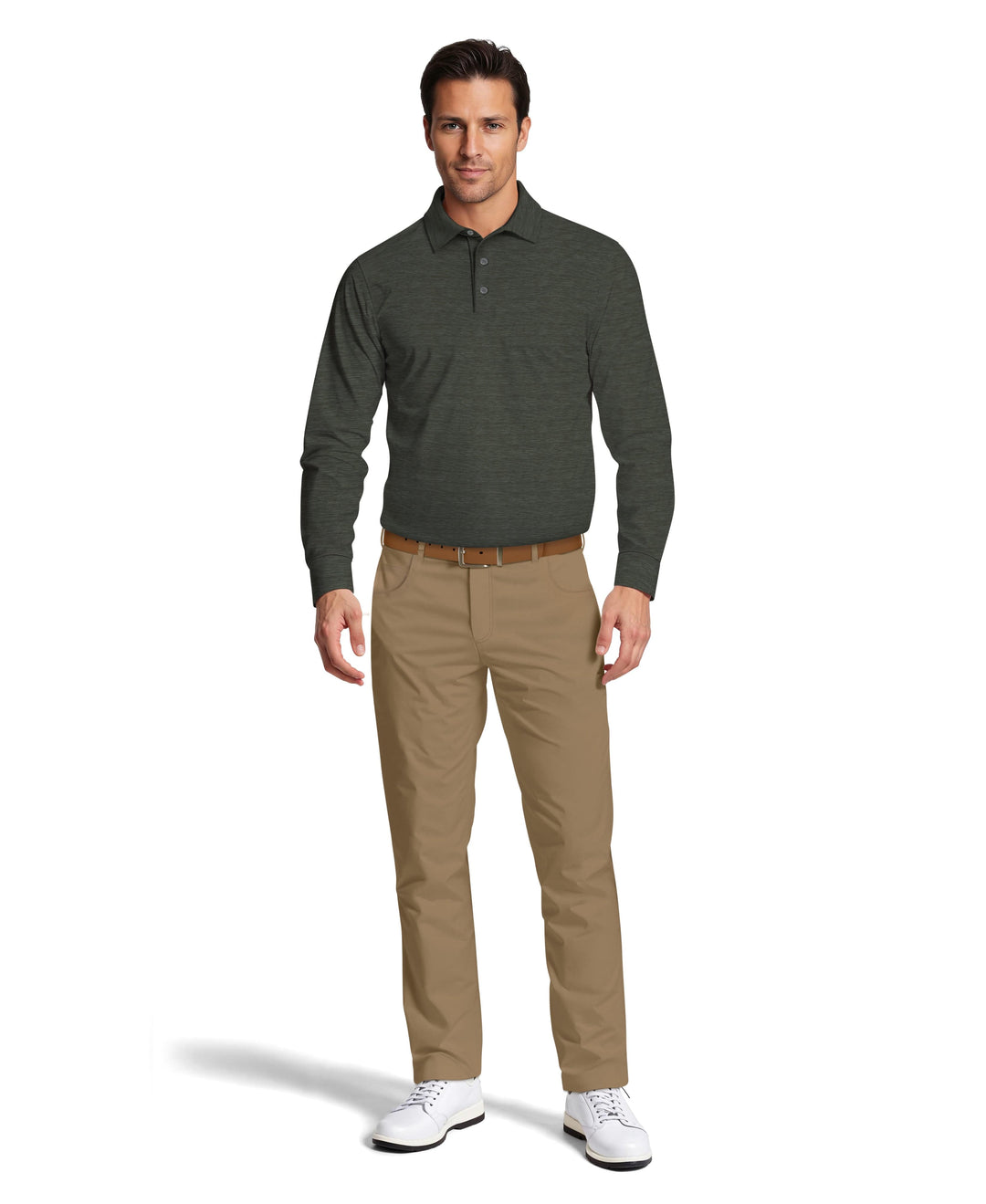 PGA TOUR Men's Jaspe Golf Polo Shirt, Size 3XL, Zinfandel Heather/Red, Polyester/Elastane