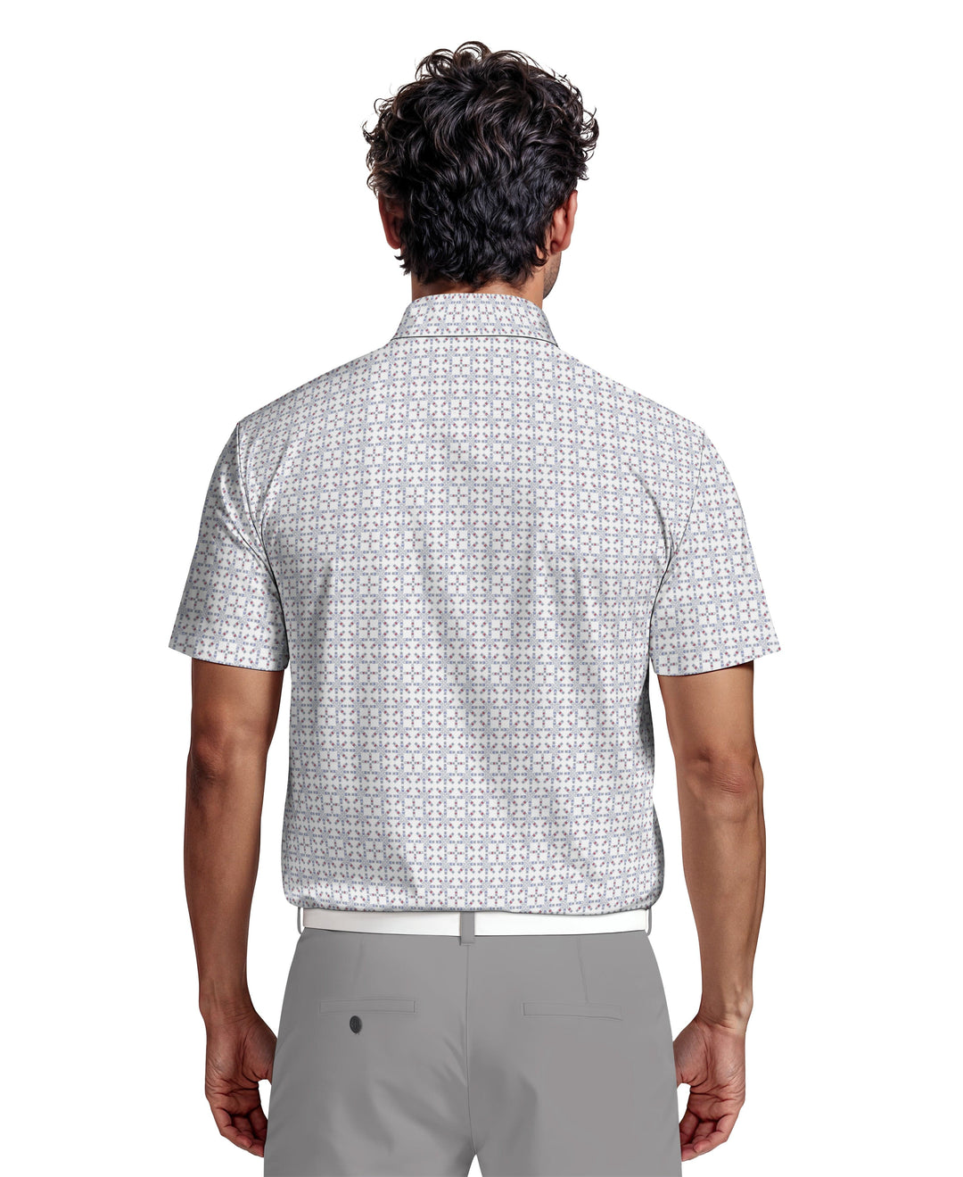 Layered Boat Print Golf Polo (Bright White) 