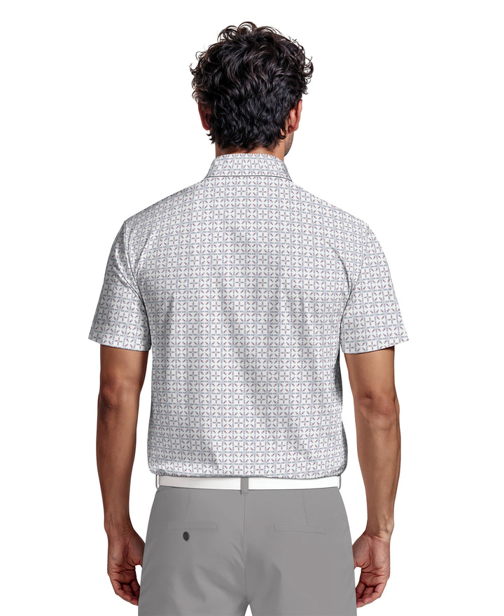 Layered Boat Print Golf Polo (Bright White) 