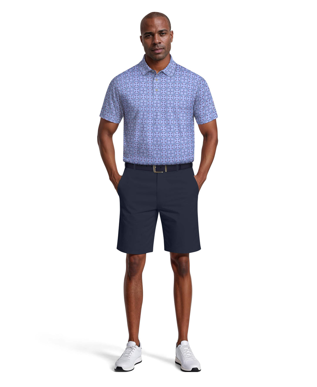 Layered Boat Print Golf Polo (Hydrangea) 