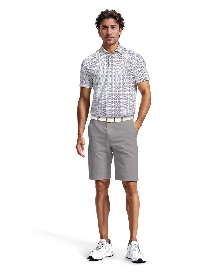 Layered Boat Print Golf Polo (Bright White) 