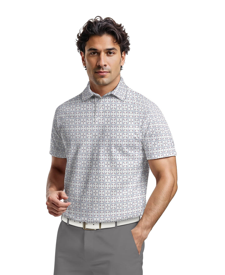 Layered Boat Print Golf Polo (Bright White) 