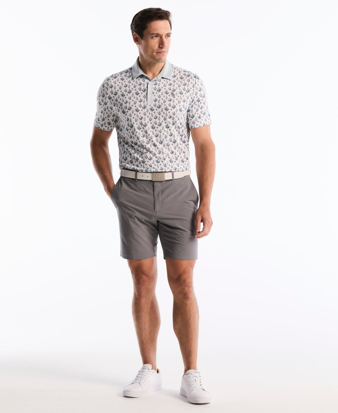 Lemon Drop Print Polo (Bright White) 