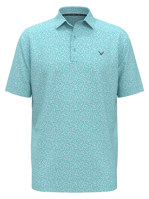 Linear Chevron Print Golf Polo (Blue Radiance) 