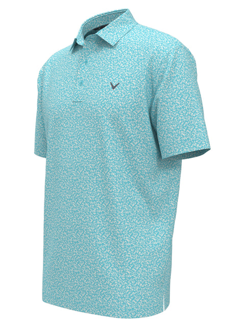 Linear Chevron Print Golf Polo (Blue Radiance) 