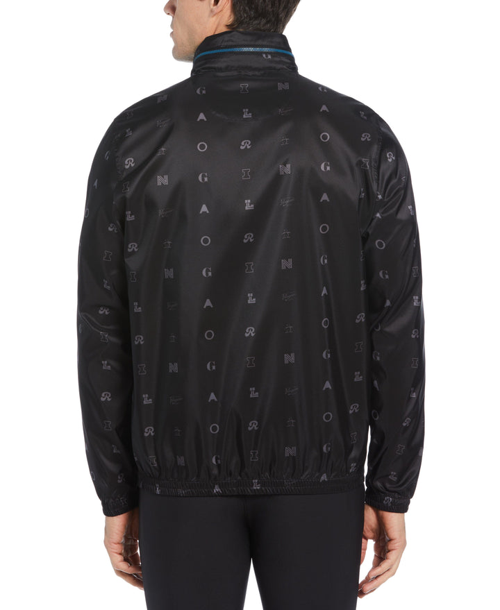 Logo Print Wind Jacket with Hidden Hood (Caviar) 