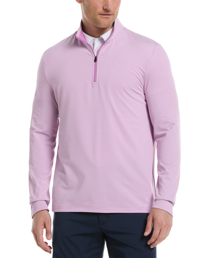 Long Sleeve Feeder Stripe Mock Neck (Iris Orchid) 