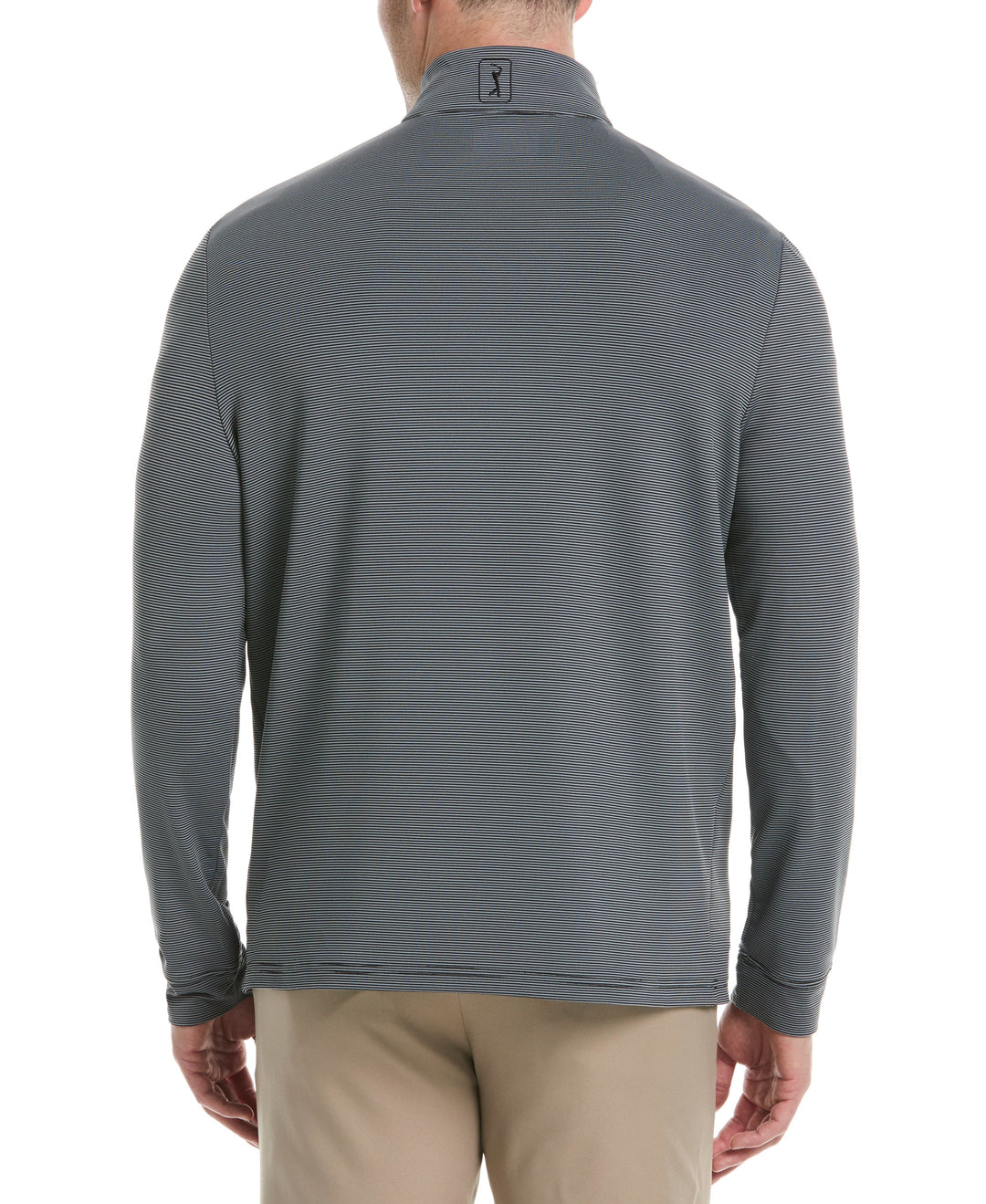 Long Sleeve Feeder Stripe Mock Neck  (Caviar) 