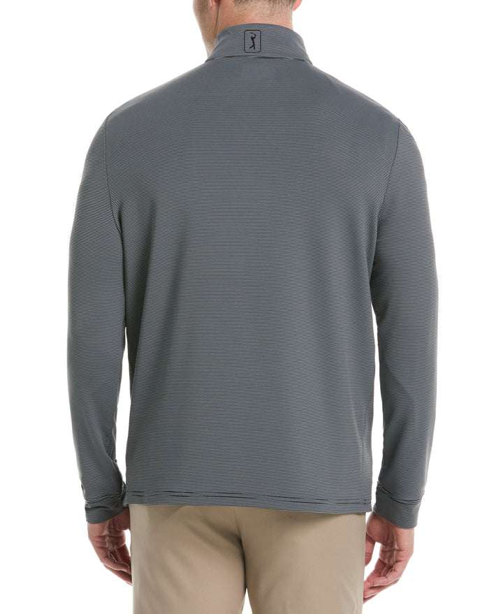 Long Sleeve Feeder Stripe Mock Neck  (Caviar) 