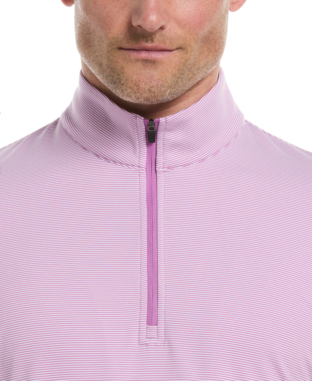 Long Sleeve Feeder Stripe Mock Neck (Iris Orchid) 