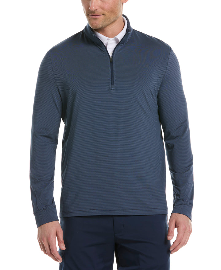 Long Sleeve Feeder Stripe Mock Neck  (Peacoat) 