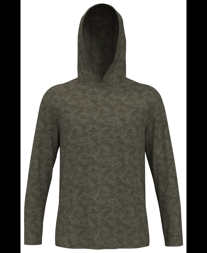 Lux Touch Camo Print Golf Hoodie (Industrial Grn Htr) 