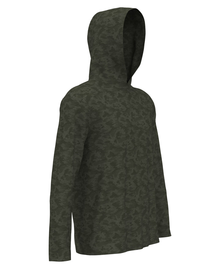 Lux Touch Camo Print Golf Hoodie (Industrial Grn Htr) 