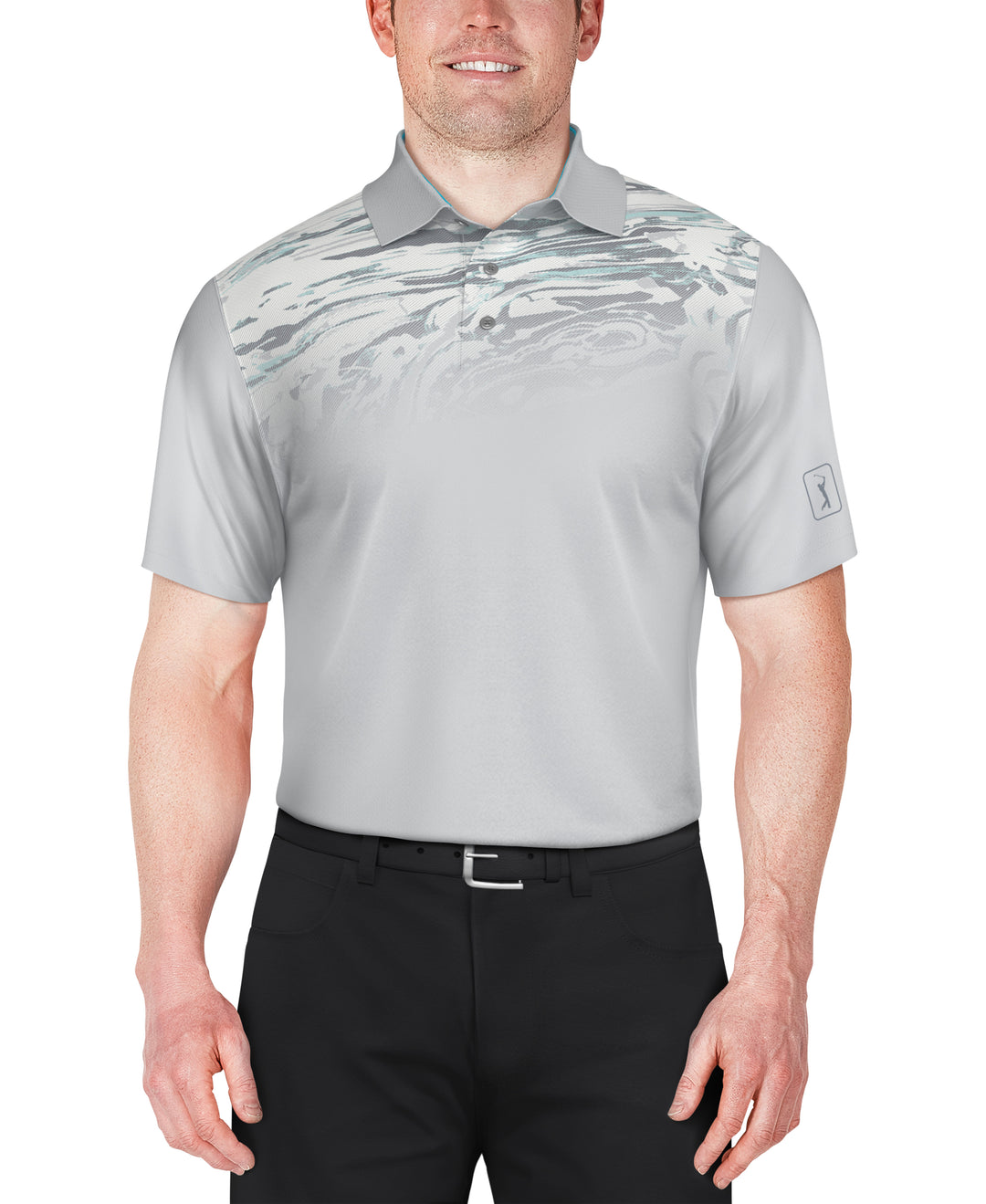 Marble Ombre Print Golf Polo (Gray Dawn) 