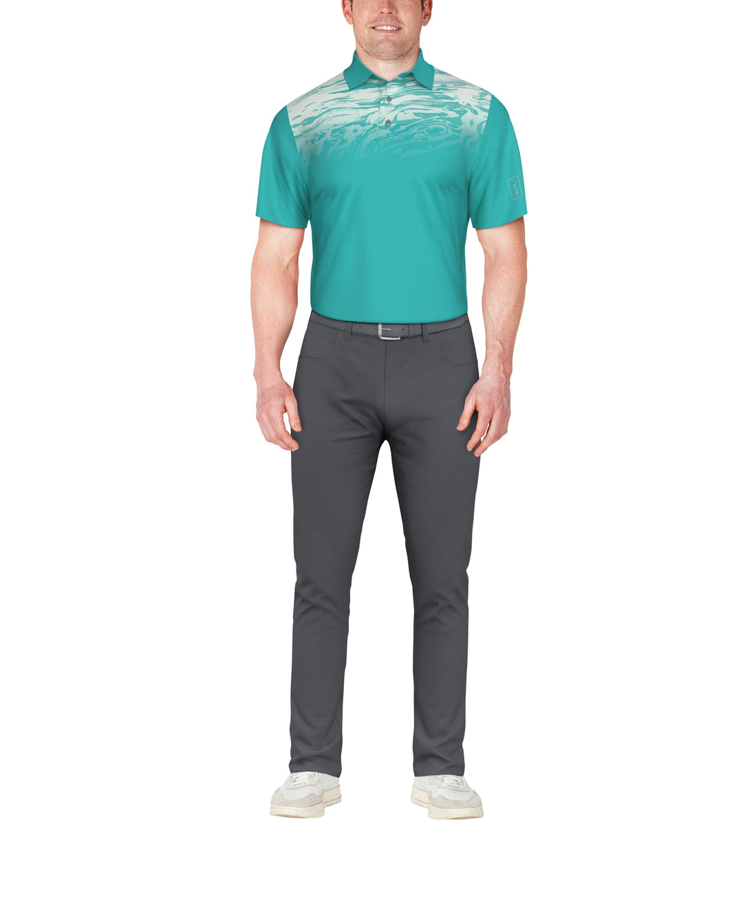 Marble Ombre Print Golf Polo (Scuba Blue) 