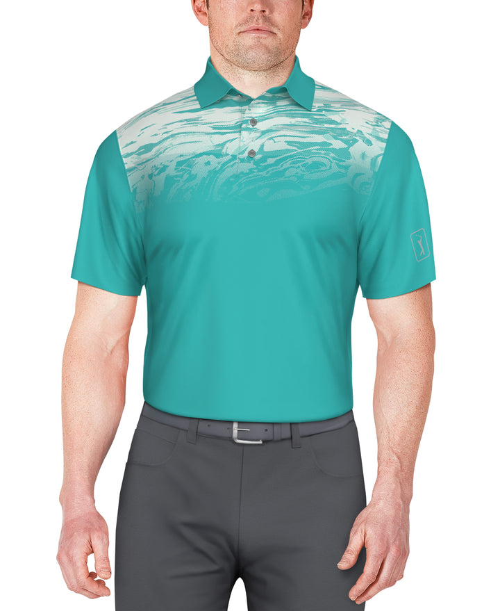 Marble Ombre Print Golf Polo (Scuba Blue) 