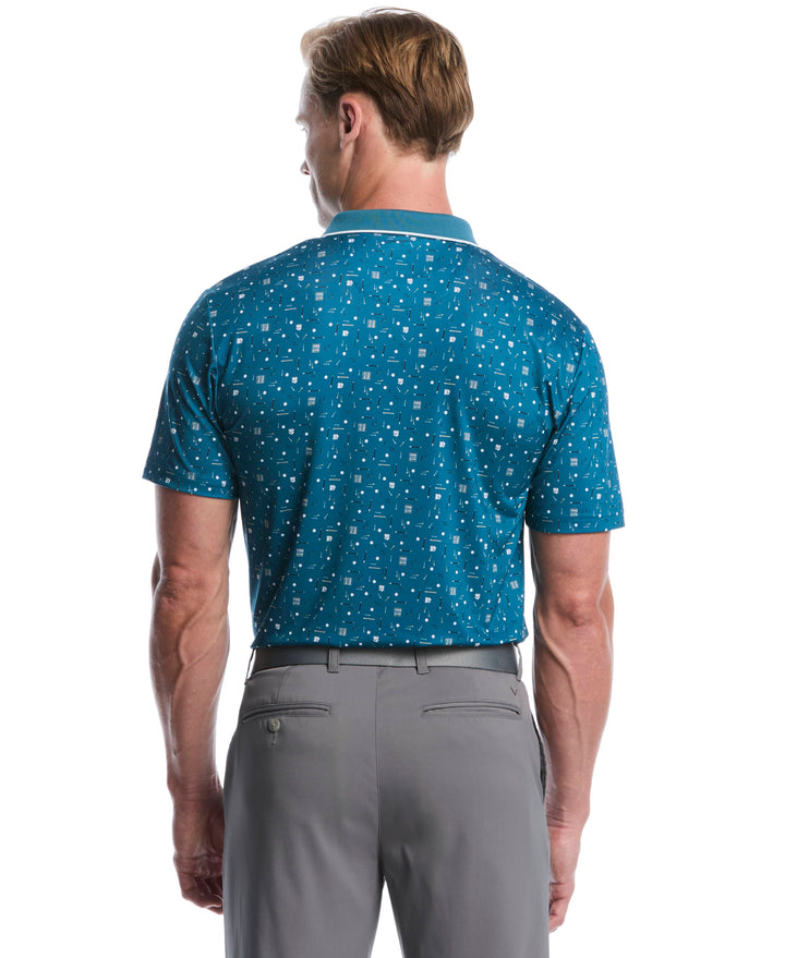 Memento Print Golf Polo (Blue Coral) 