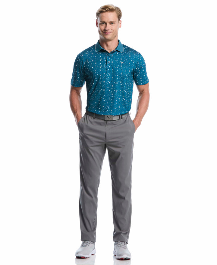 Memento Print Golf Polo (Blue Coral) 