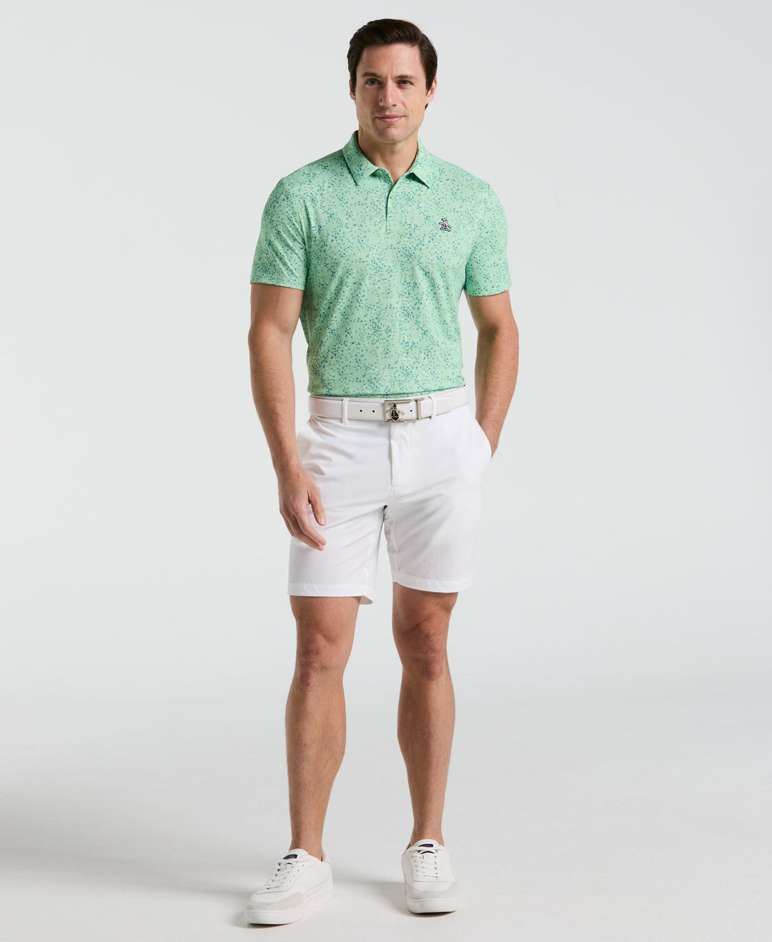 Micro Abstract Print Golf Polo (French Blue) 
