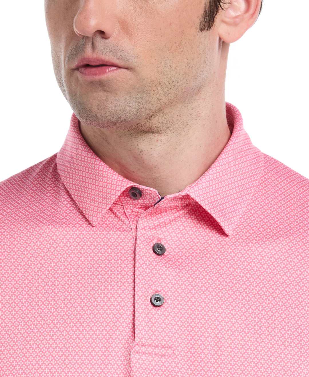 Micro Geometric Print Golf Polo (Strawberry Pink) 