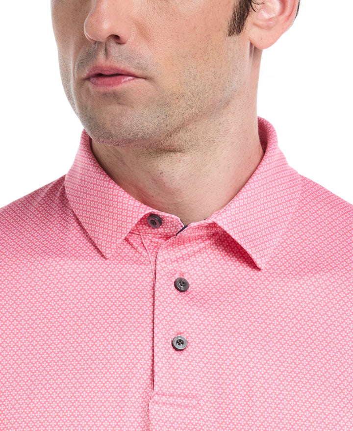Micro Geometric Print Golf Polo (Strawberry Pink) 