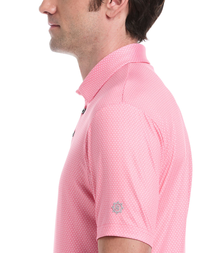 Micro Geometric Print Golf Polo (Strawberry Pink) 