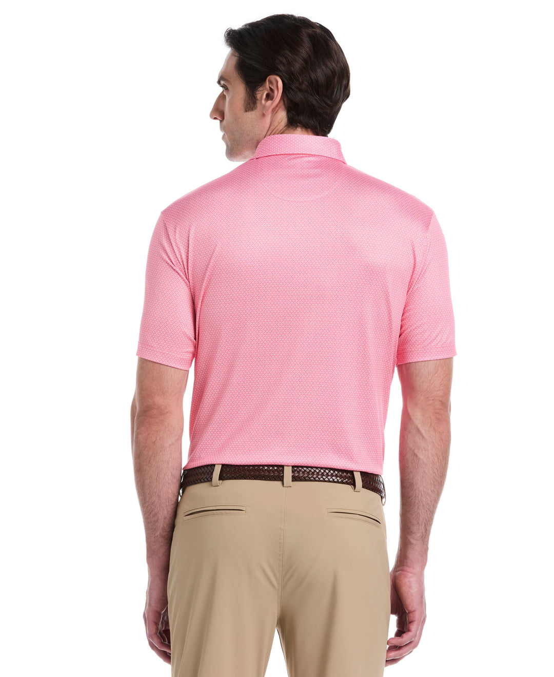 Micro Geometric Print Golf Polo (Strawberry Pink) 