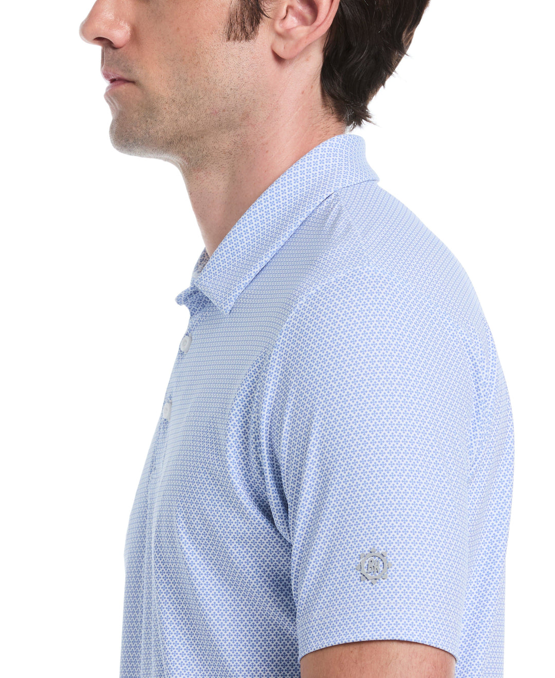 Micro Geometric Print Golf Polo (Bright White) 