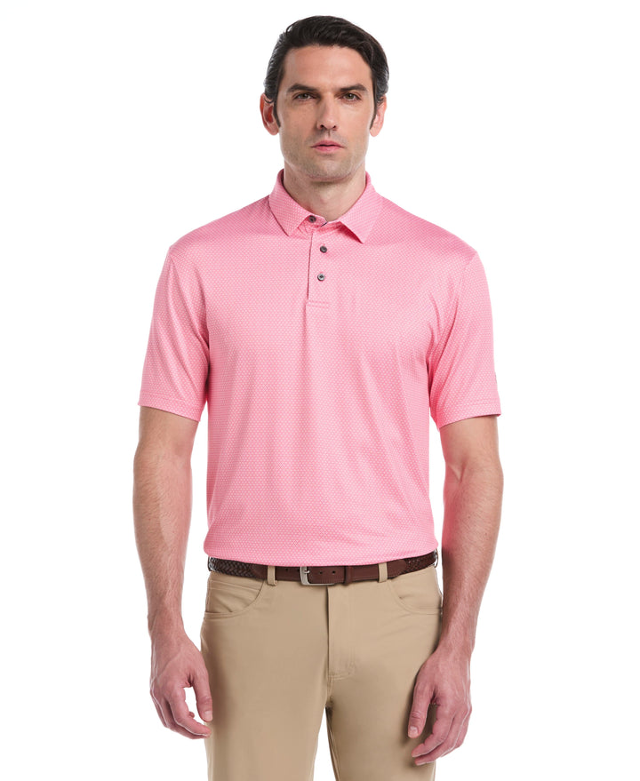 Micro Geometric Print Golf Polo (Strawberry Pink) 