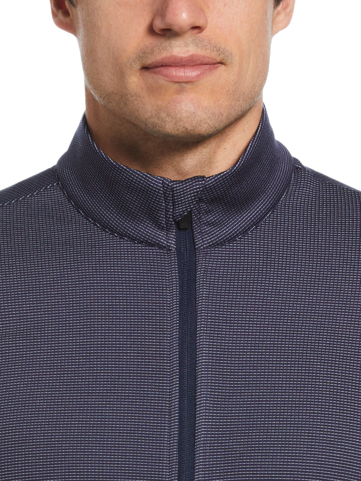 Micro Jacquard Full Zip Golf Jacket (Peacoat) 