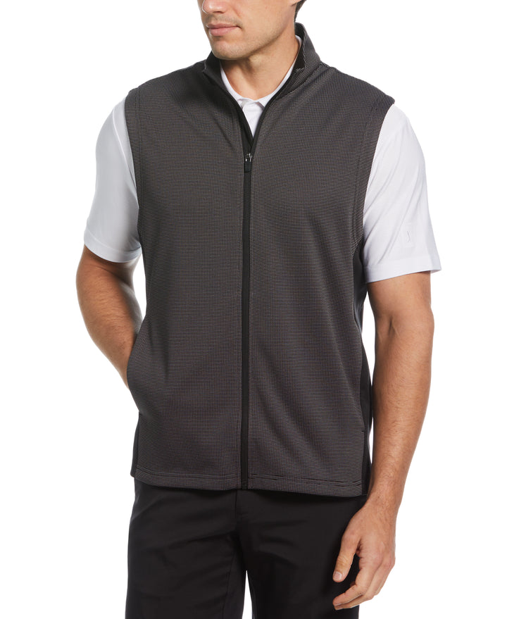 Micro Jacquard Full Zip Golf Vest (Caviar) 