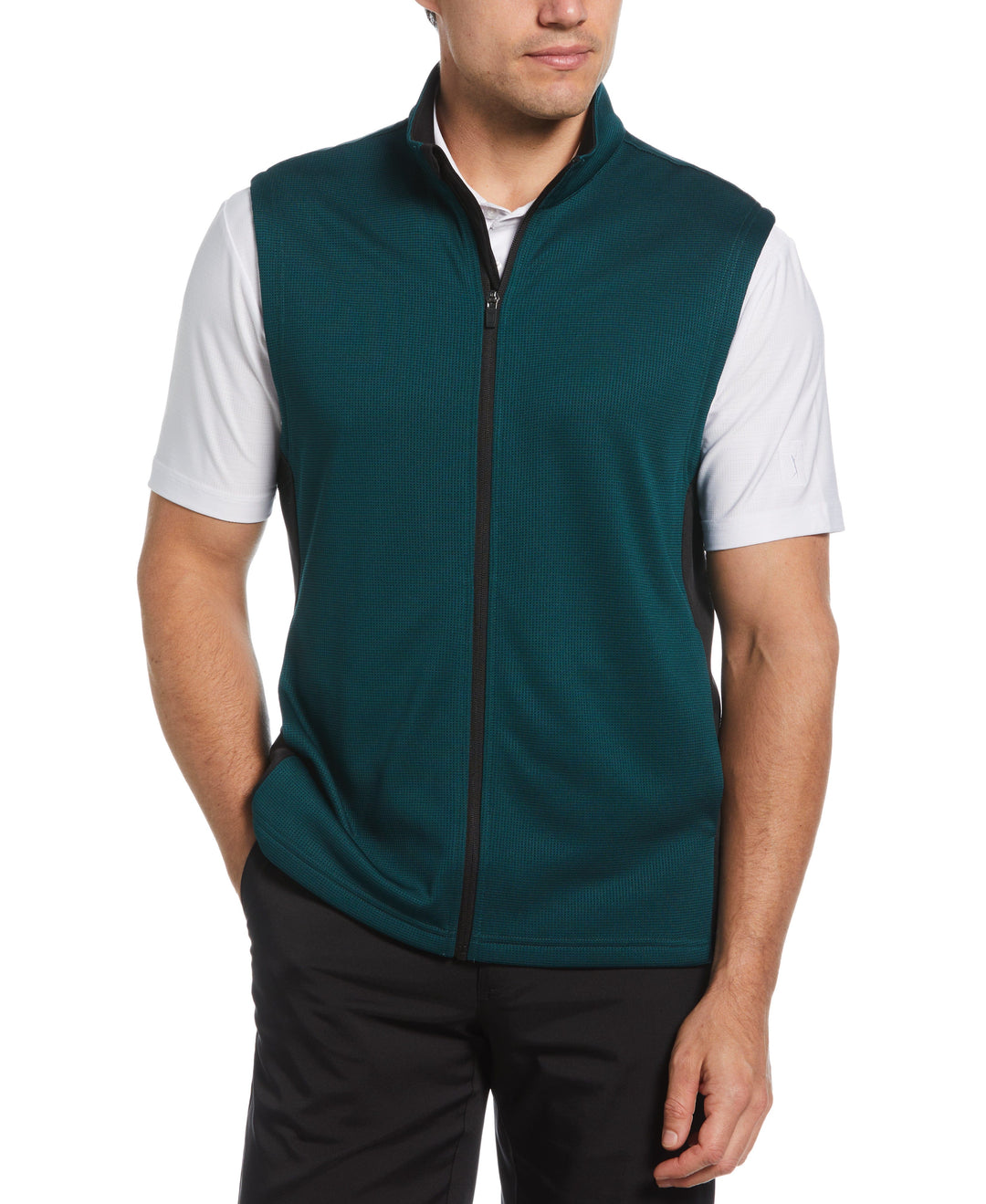 Micro Jacquard Full Zip Golf Vest (Dark Sea) 