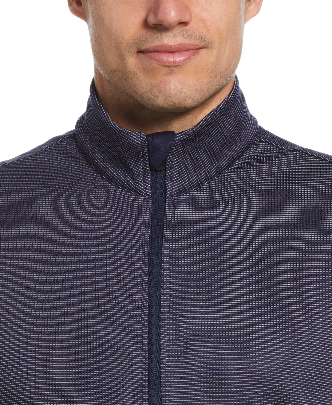 Micro Jacquard Full Zip Golf Vest (Peacoat) 