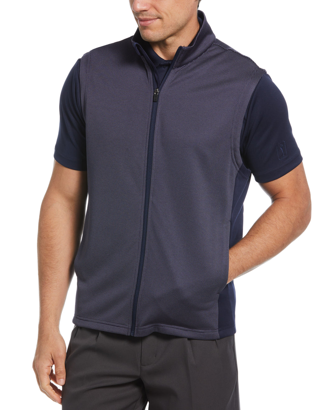 Micro Jacquard Full Zip Golf Vest (Peacoat) 