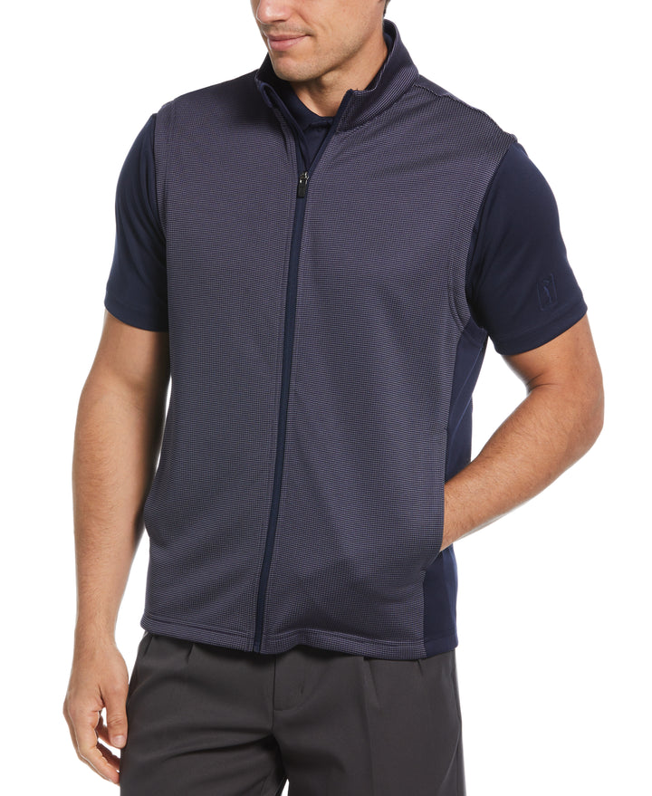 Micro Jacquard Full Zip Golf Vest (Peacoat) 
