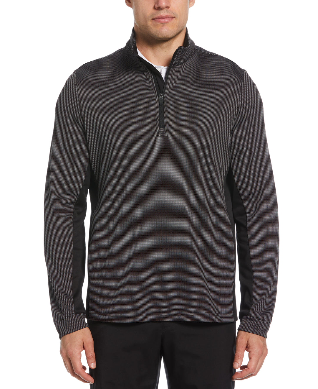 Micro Jacquard Quarter Zip Golf Jacket (Caviar) 