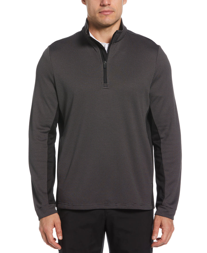 Micro Jacquard Quarter Zip Golf Jacket (Caviar) 