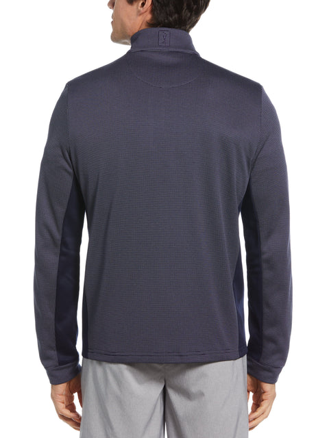 Micro Jacquard Quarter Zip Golf Jacket (Peacoat) 