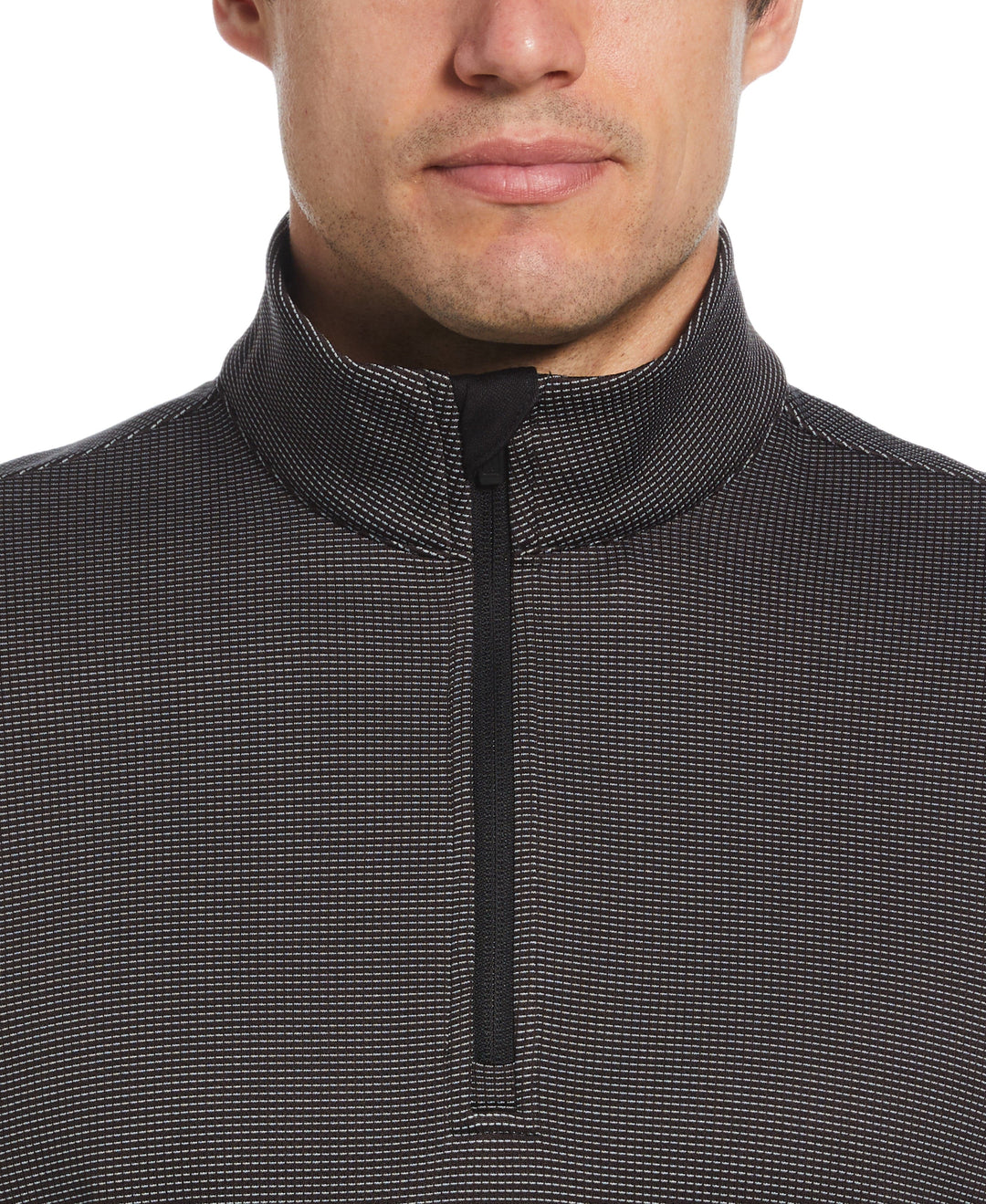 Micro Jacquard Quarter Zip Golf Jacket (Caviar) 