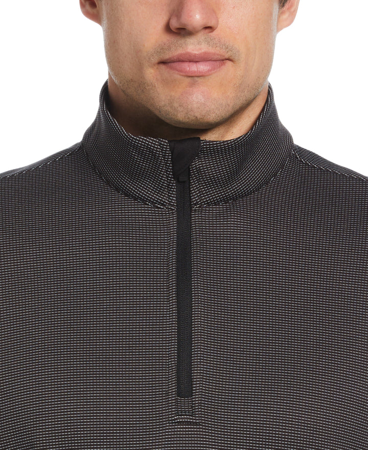 Micro Jacquard Quarter Zip Golf Jacket (Caviar) 