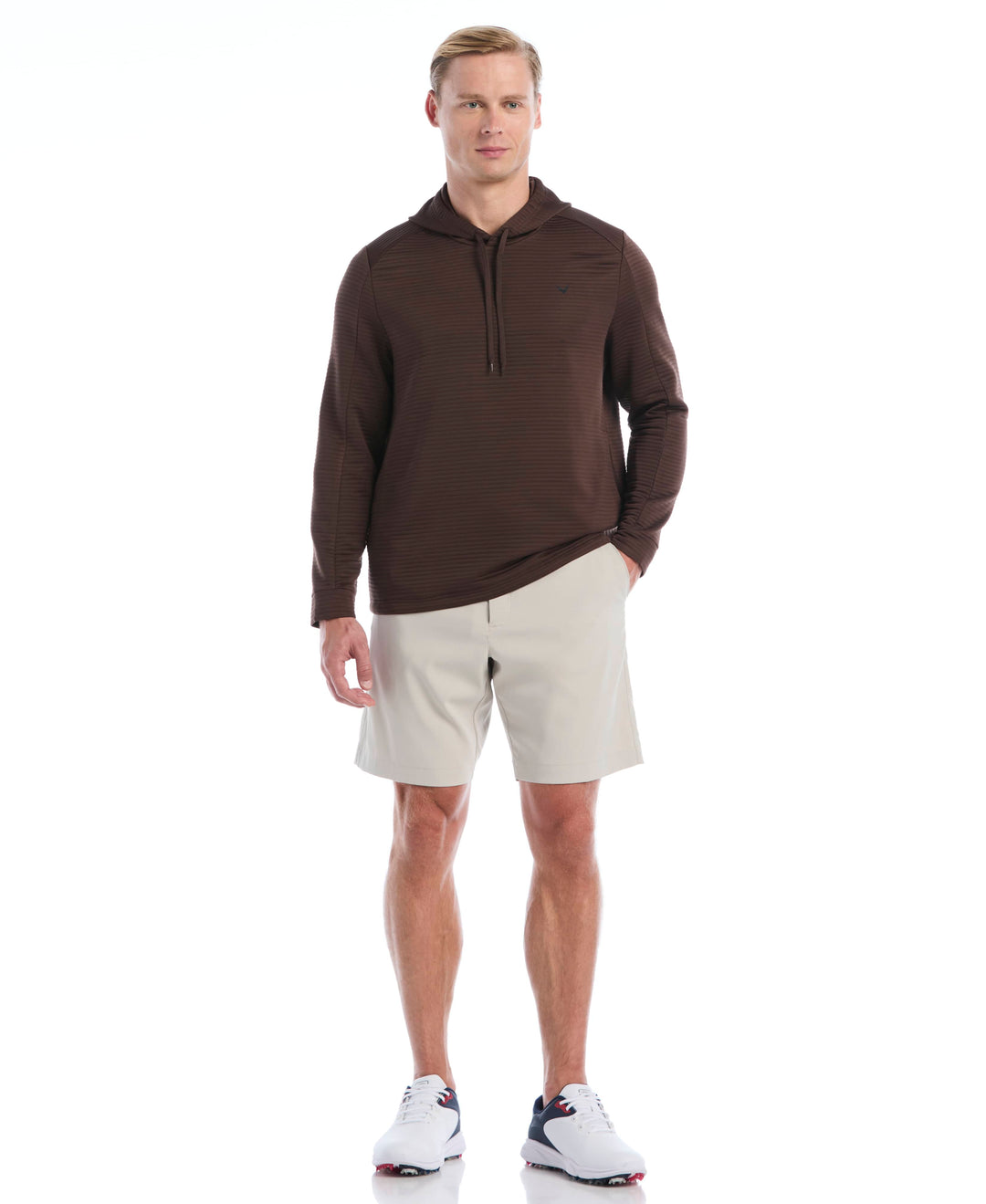Men's Midweight Ottoman Golf Pullover Hoodie (Hot Fudge) 